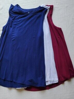 Lot of Rayon Tank Tops - Blue, White, Burgundy